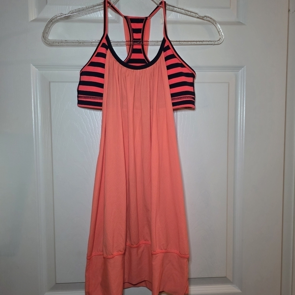 Lululemon No Limit Tank. Orange Black Stripe Size 4 Racerback